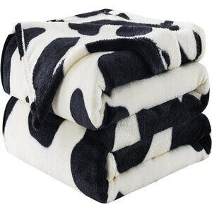 Flannel Fleece Cow Print Blanket Queen Size - Premium Anti-Static Super Soft